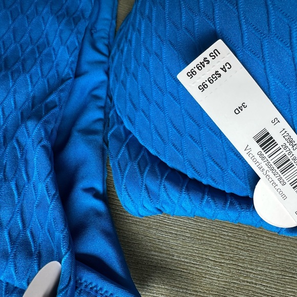 Victoria’s Secret Textured Bikini Set 34d/large nwt side tie bottom removal pads - Picture 3 of 4